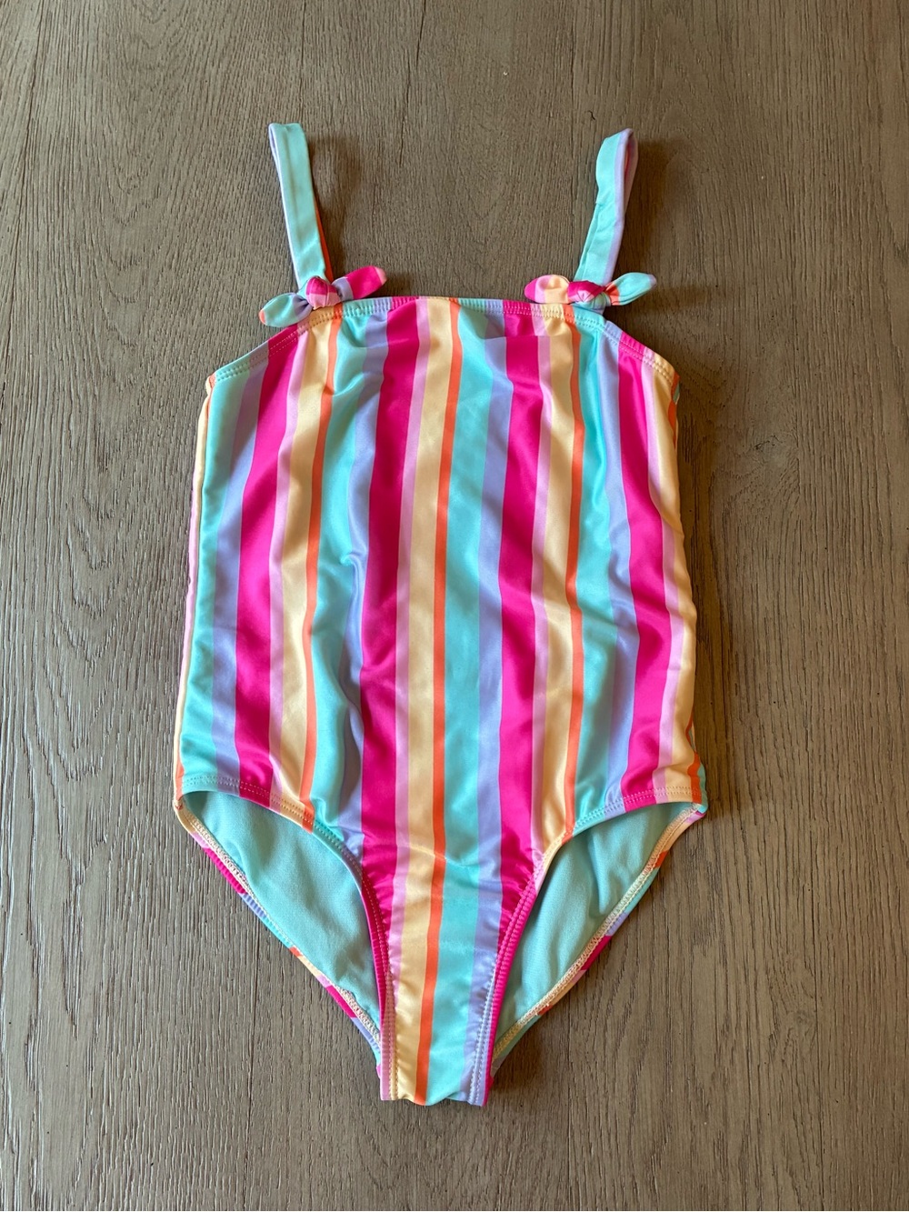 Girls' Striped One-Piece Swimsuit